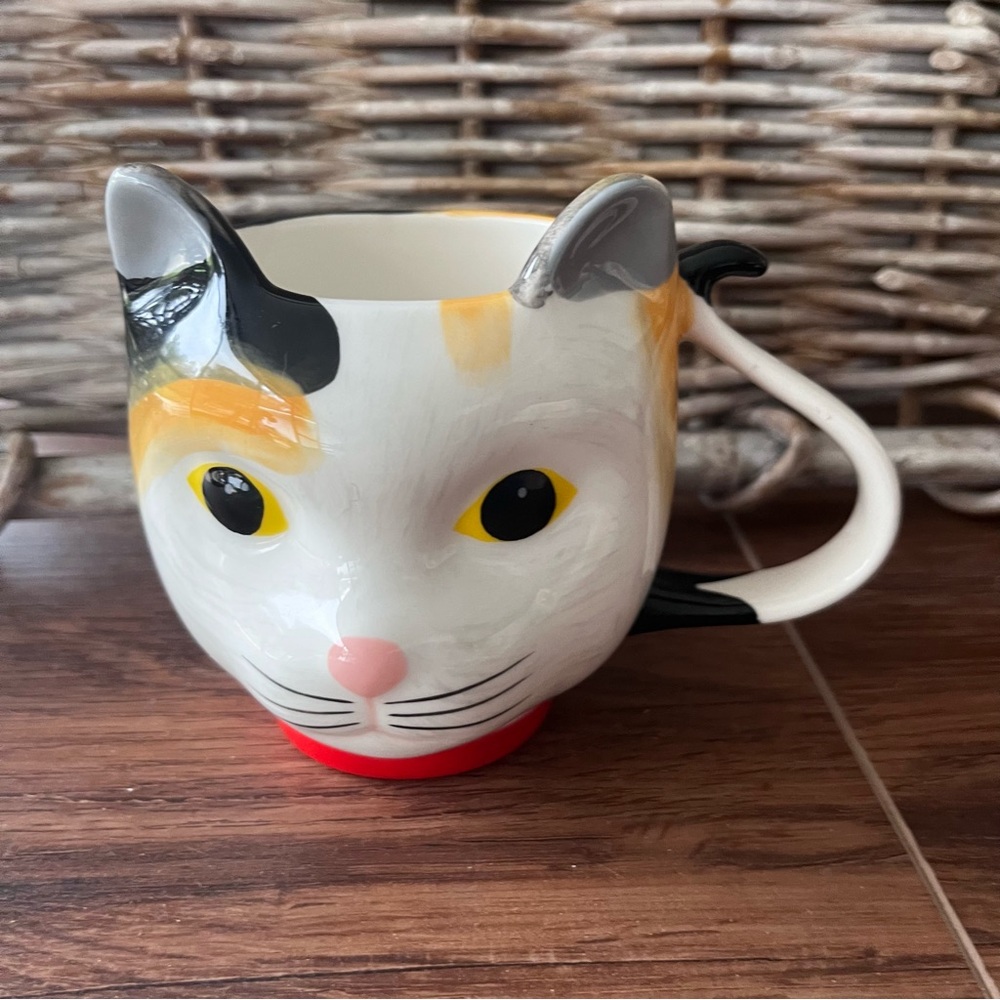 West Elm Calico Cat face coffee/tea ceramic mug